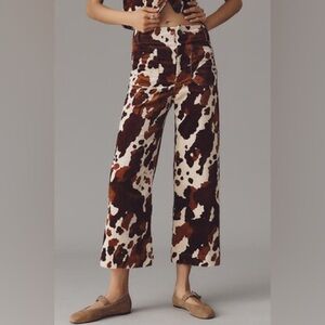 Anthropologie Maeve Cow Print Corduroy Wide Leg Pants